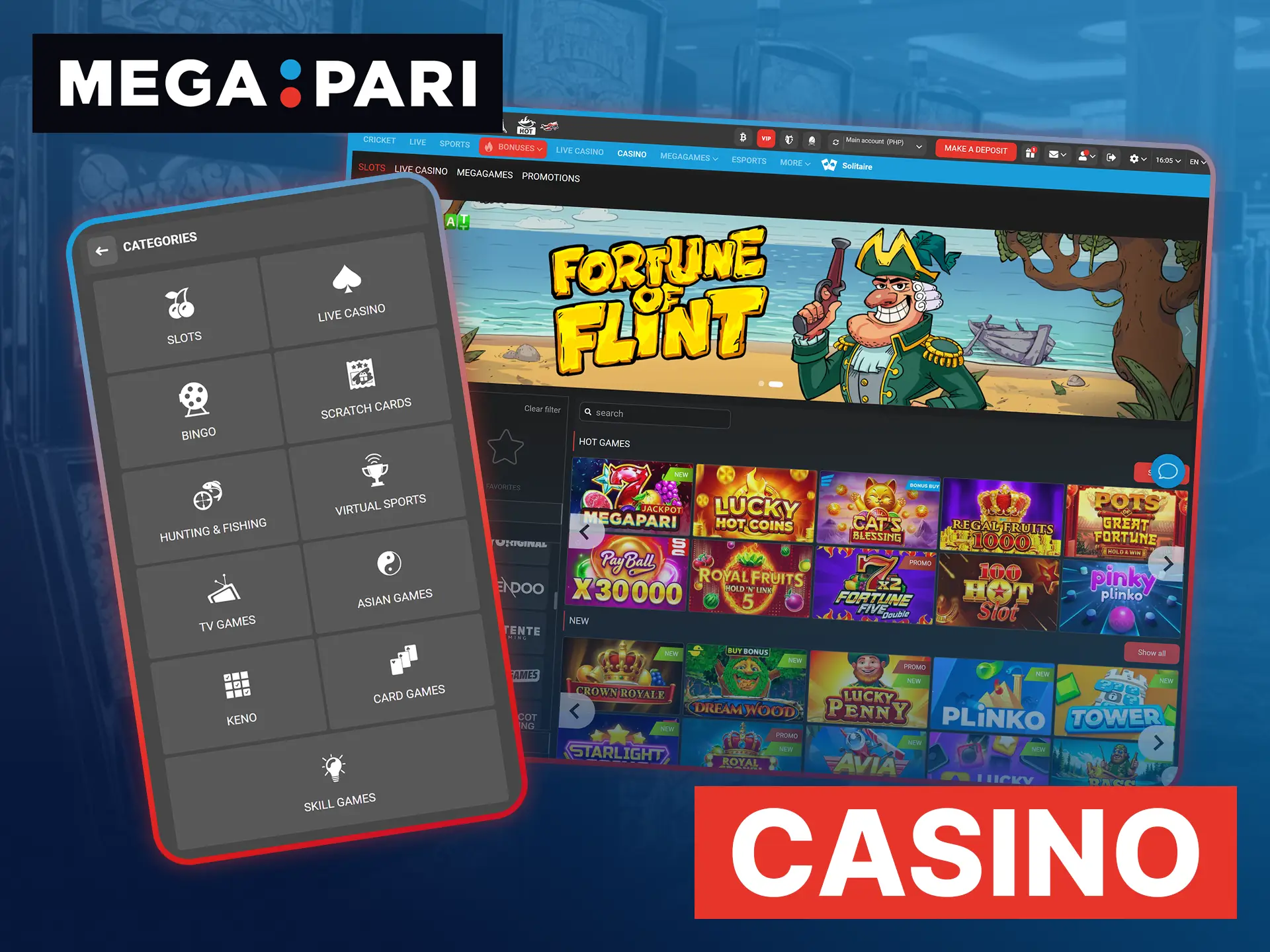 Megapari Casino offers over four thousand games, including slots and live tables, from leading global providers.