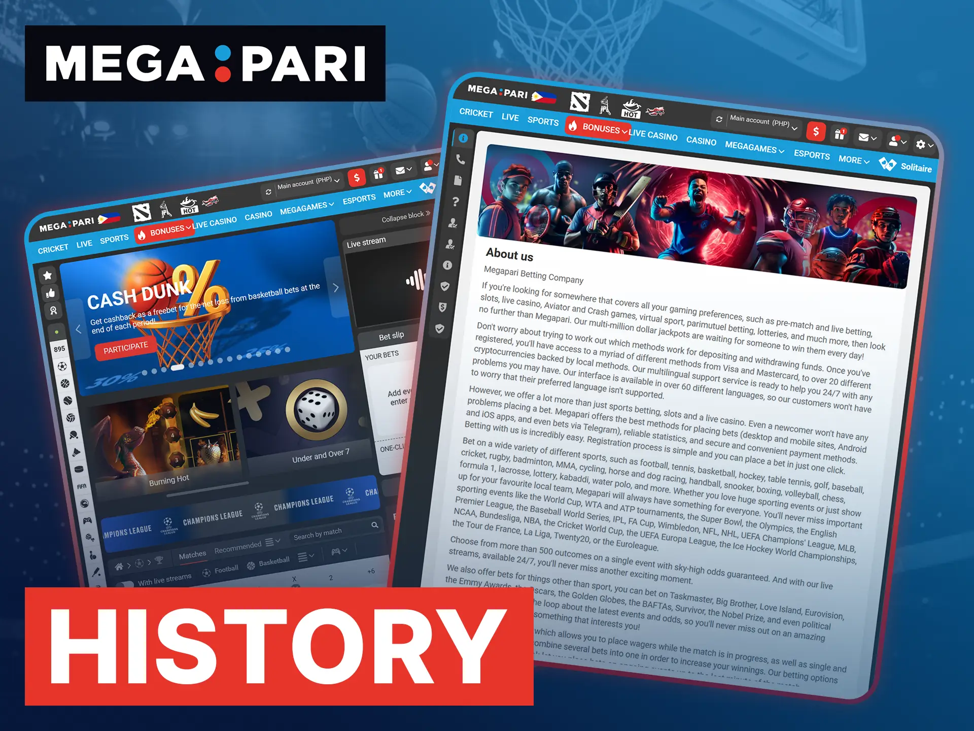Megapari began its history in 2019 as an innovative platform focused on gambling and sports betting.