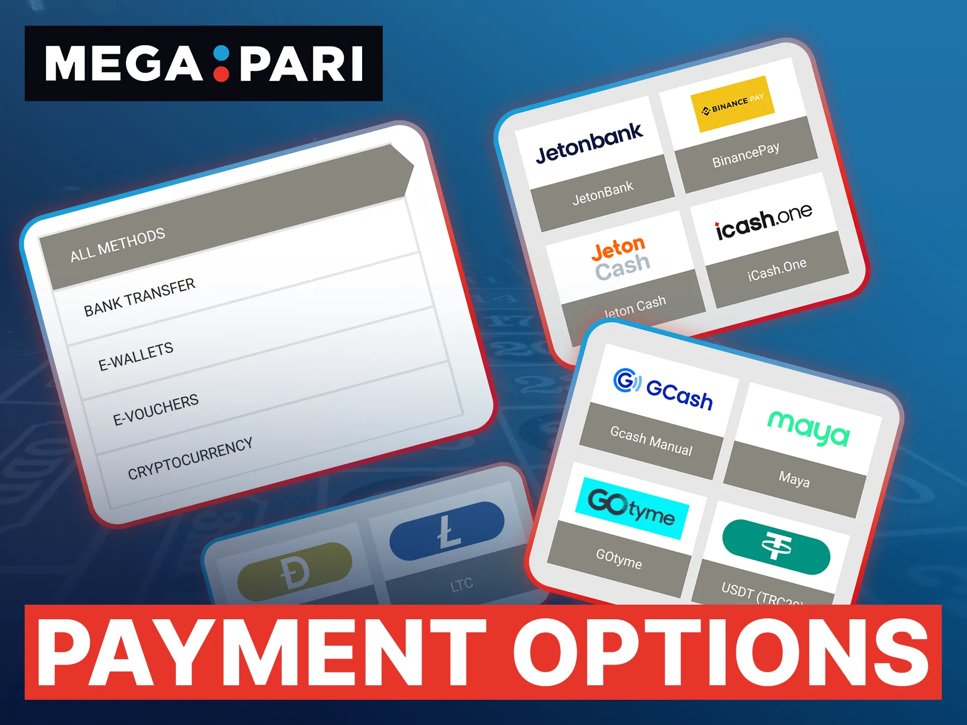 Megapari offers Filipino players a wide selection of secure payment options including GCash, Maya, and cryptocurrencies.