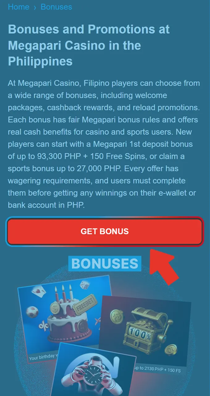 Register on the official Megapari website by accurately filling in your personal information.