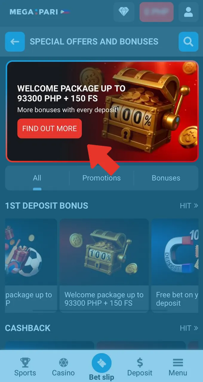 Claim your generous Megapari casino welcome bonus of up to 93,300 PHP plus 150 free spins.