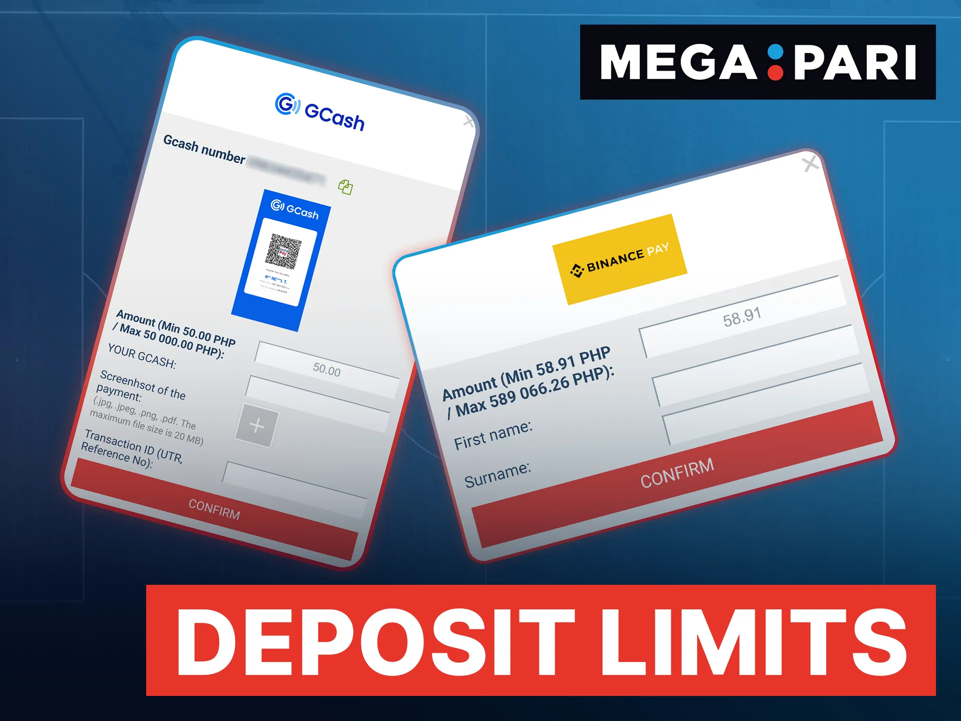 Megapari sets clear deposit limits starting from a minimum of fifty PHP via GCash or Maya.