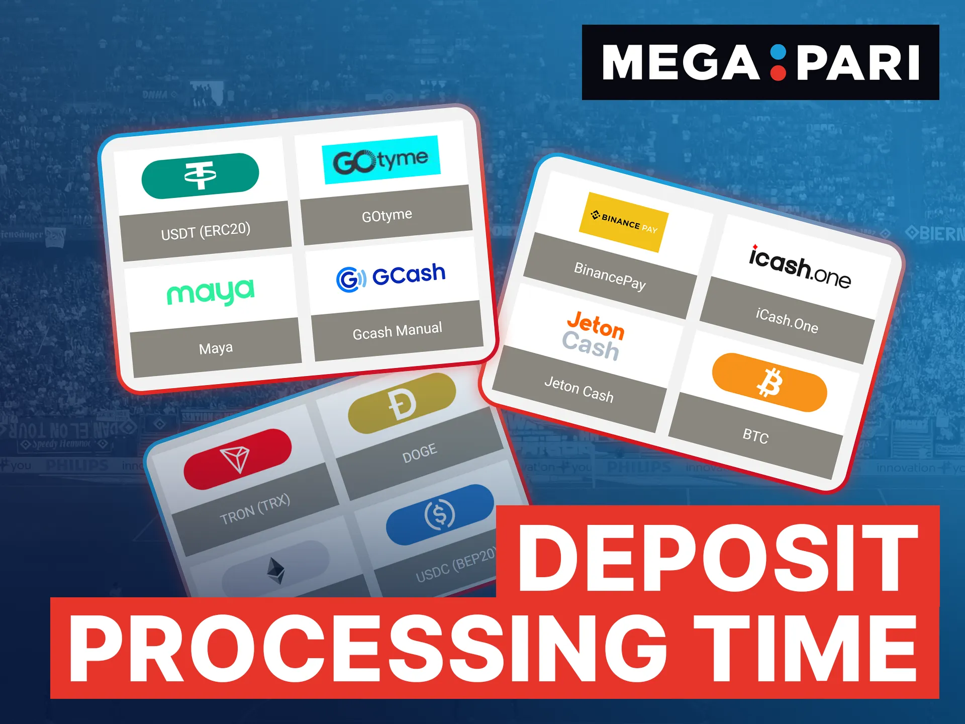 Megapari deposits process instantly using fast local wallets like GCash and Maya in the Philippines.