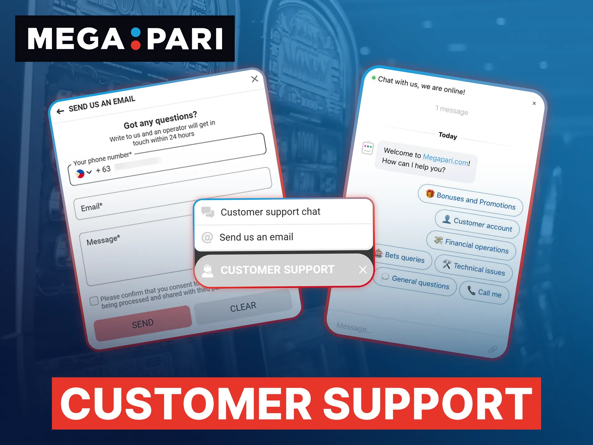 Megapari provides round the clock customer support through live chat, email, and the official Telegram bot.