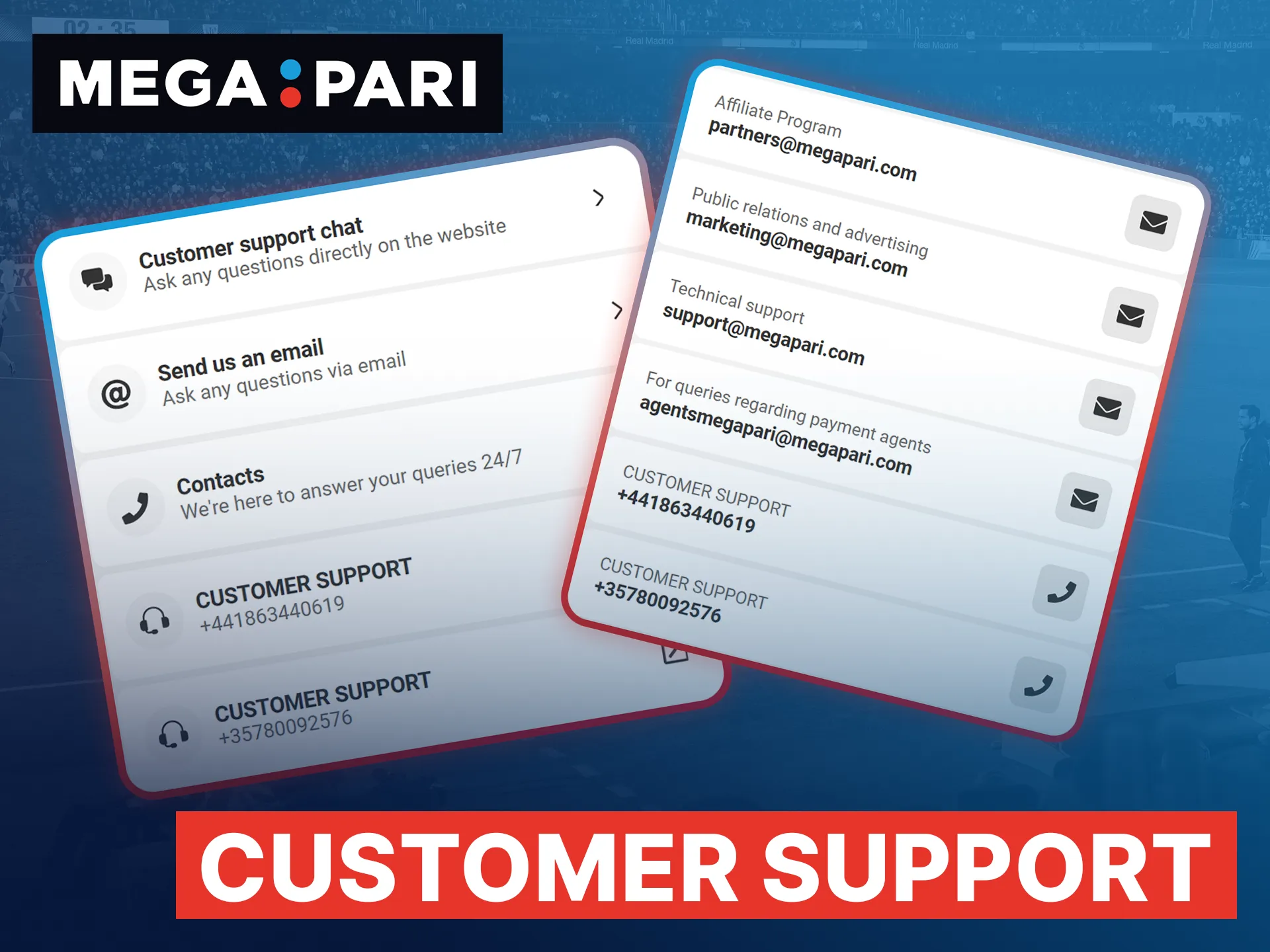 Megapari offers 24/7 customer support via live chat, email, and phone for all Filipino users.