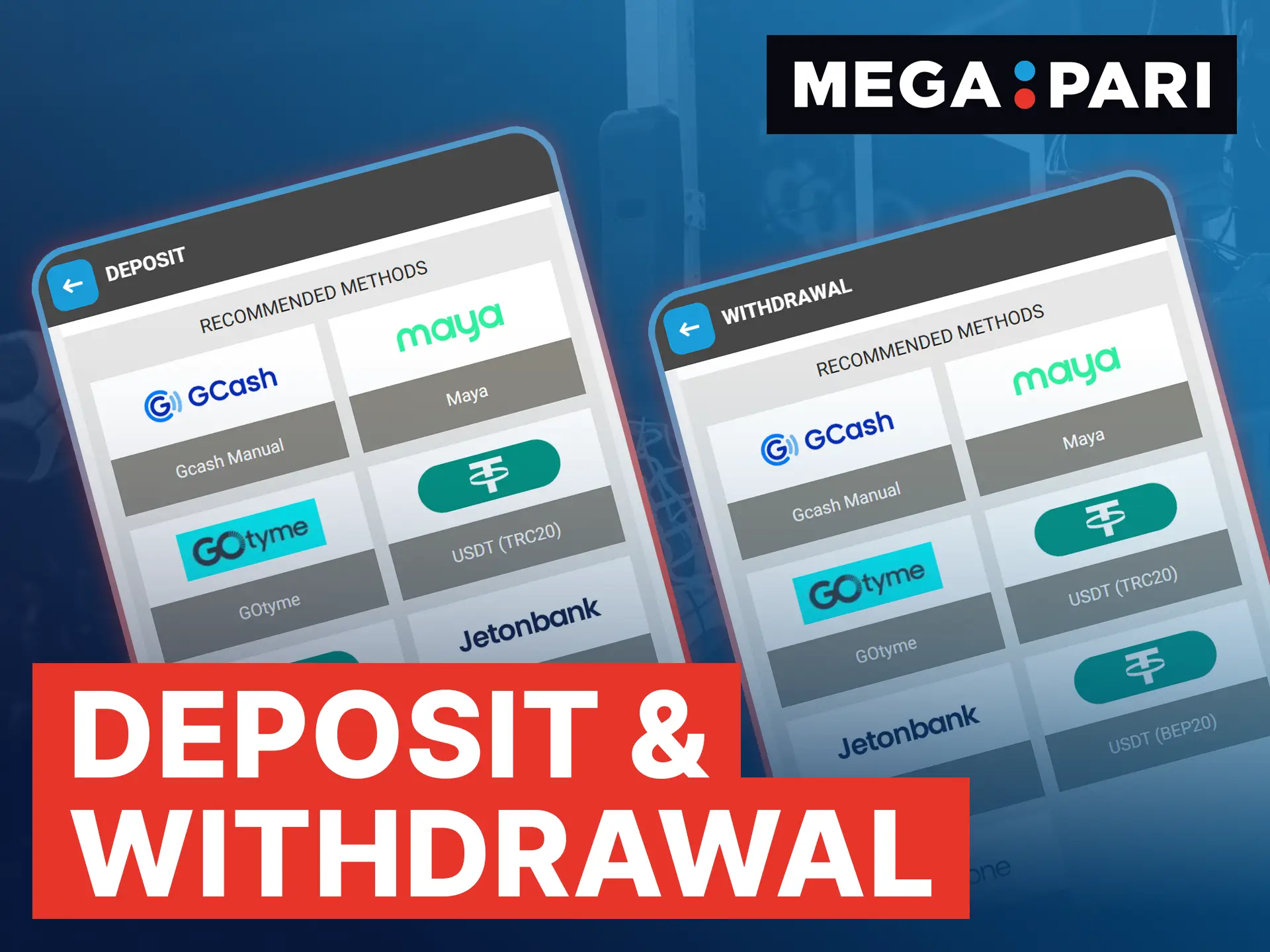 Megapari supports secure deposits and withdrawals in PHP using local methods like GCash, Maya, and cryptocurrency.