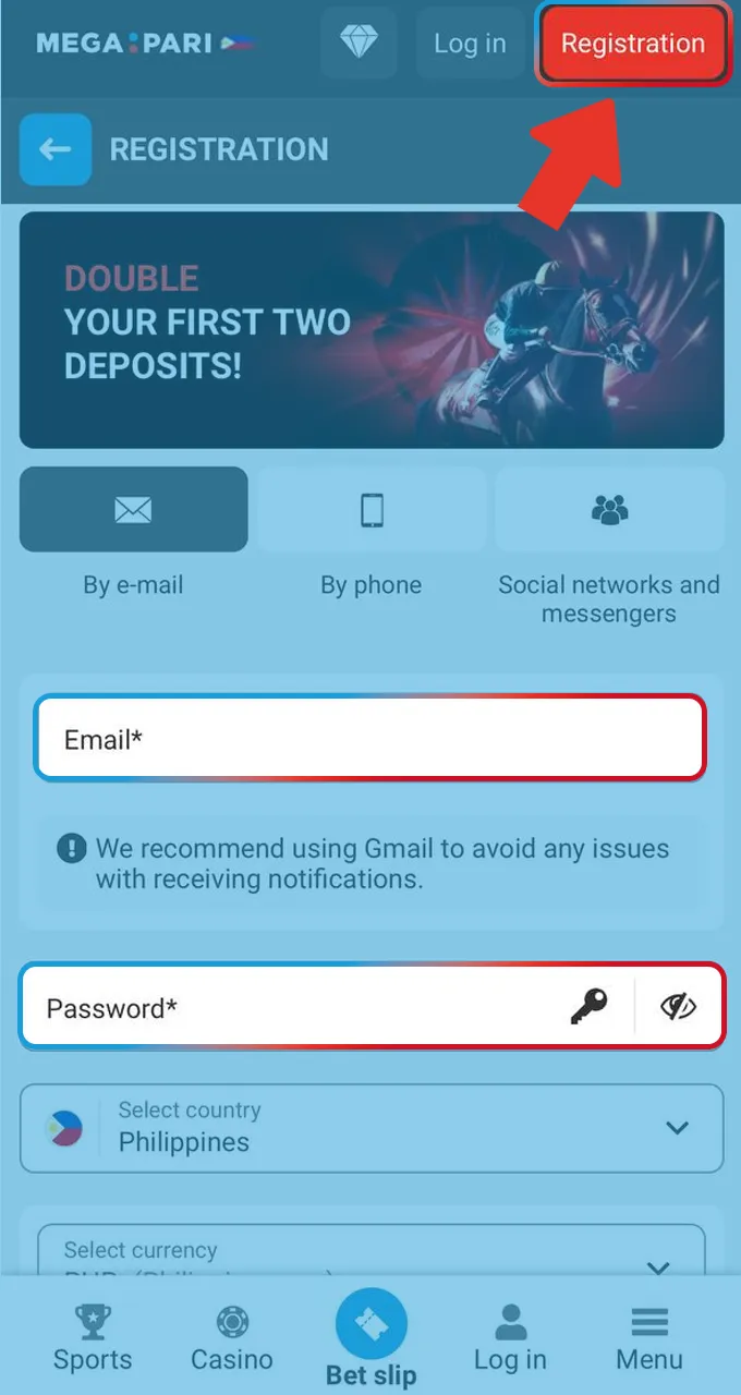 Log in or complete a quick registration on the official Megapari site to unlock all betting features.