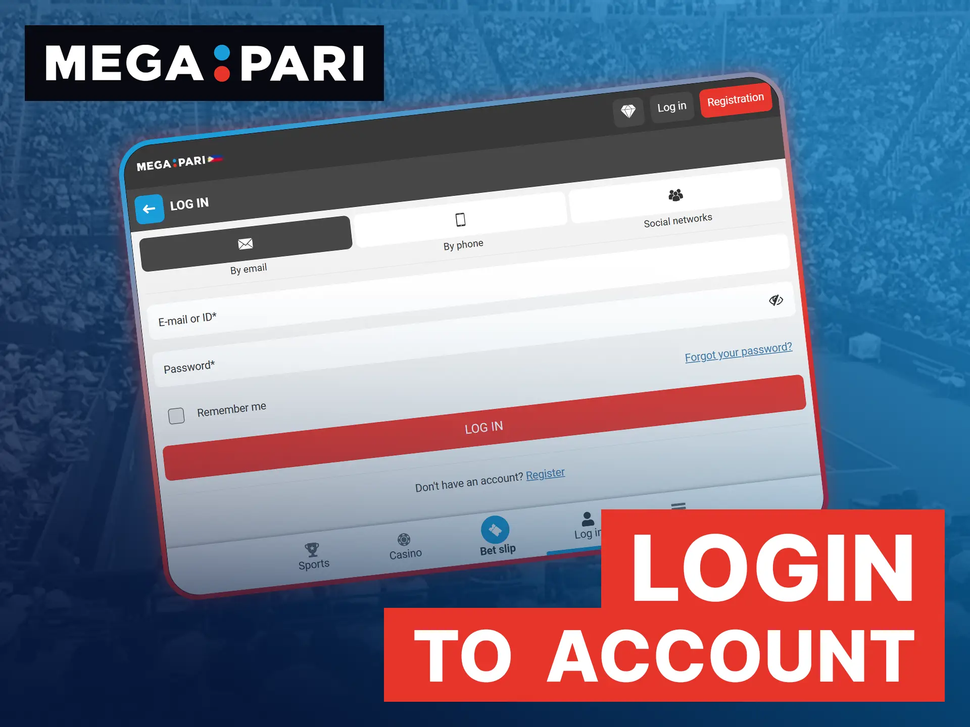 Quickly log in to your official Megapari account using your registered details on the website or app.