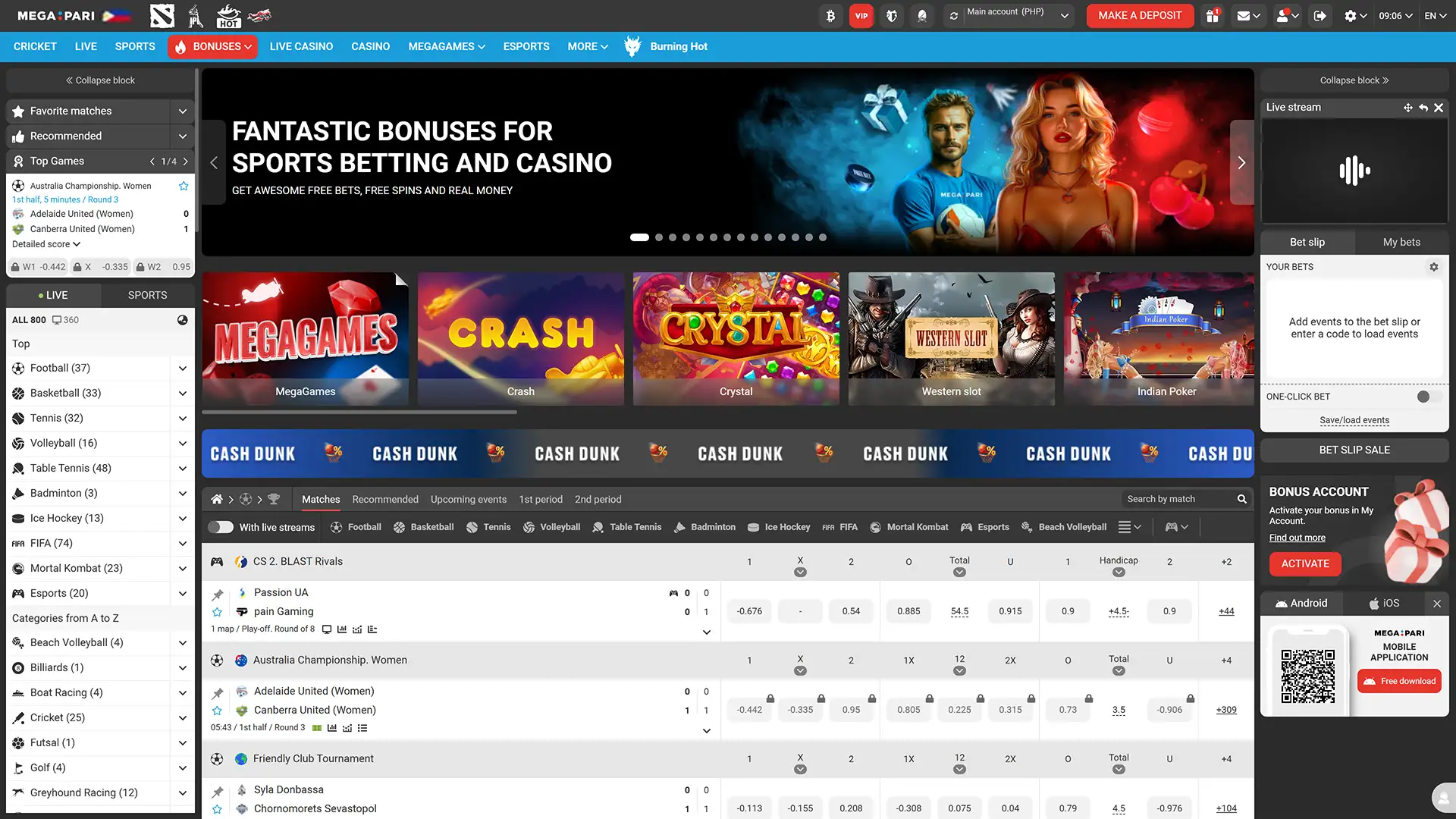 The official Megapari website offers a safe online environment for sports betting and casino games in the Philippines.