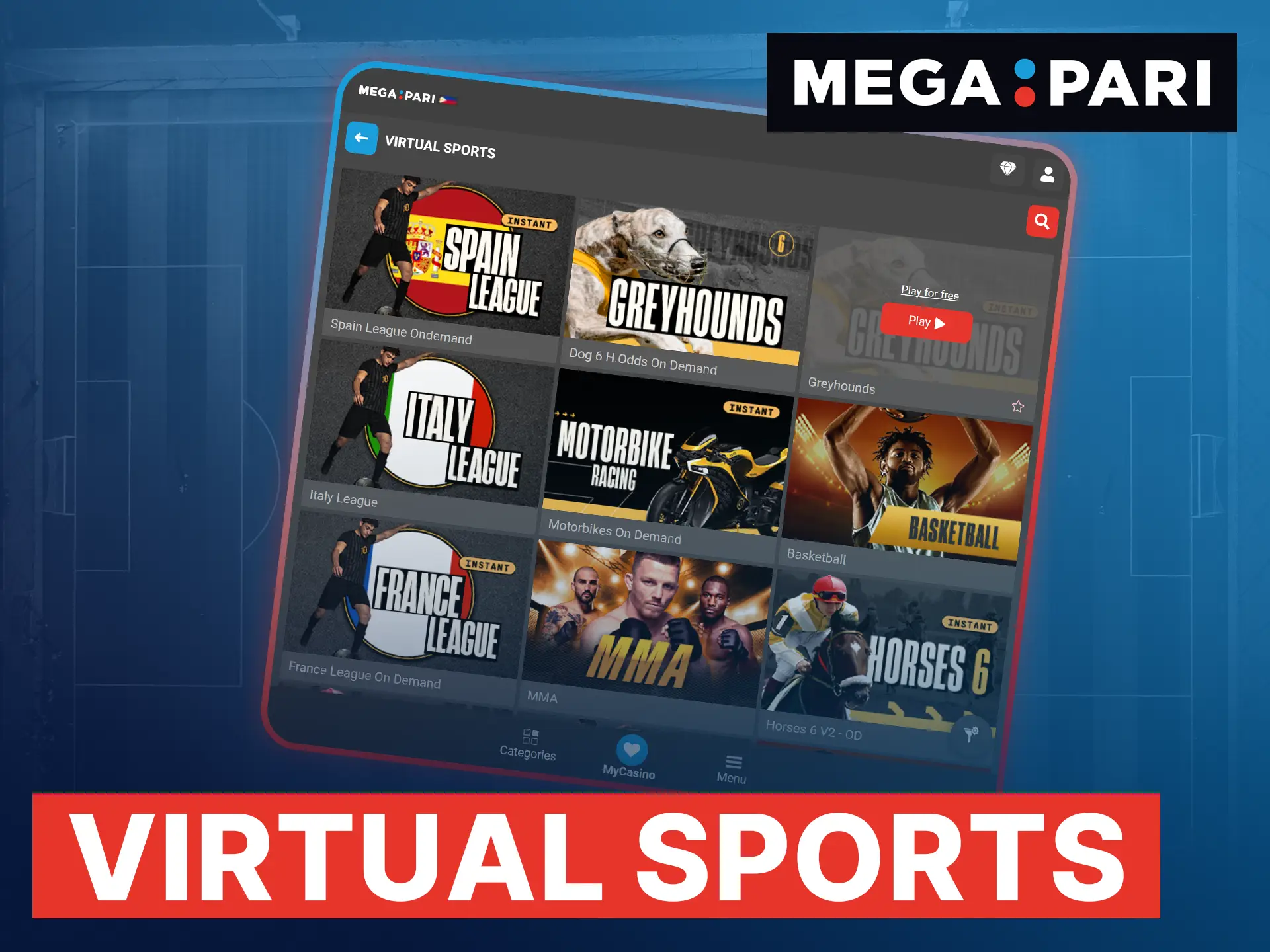 Bet on Megapari virtual sports anytime with instant results and certified fair outcomes.