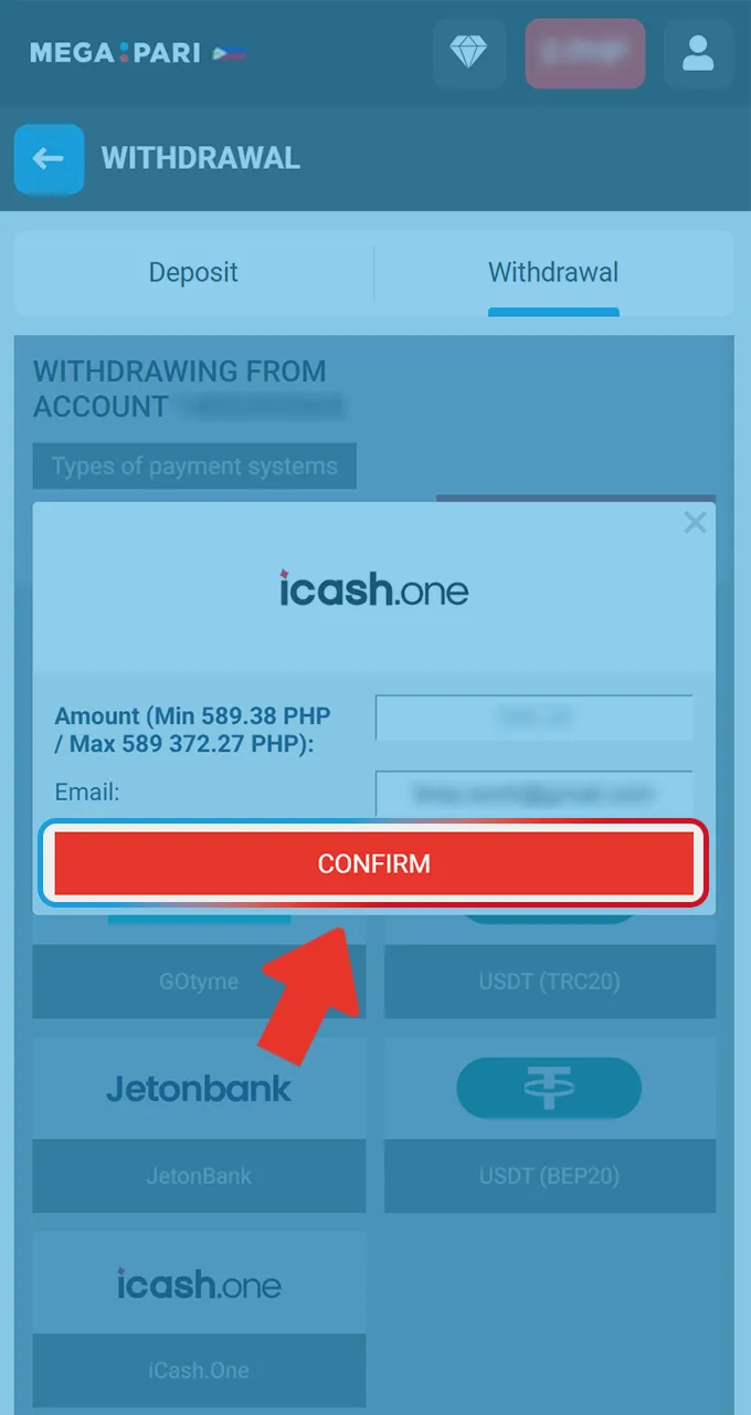 Review and submit your withdrawal request to the official Megapari team for processing and confirmation.